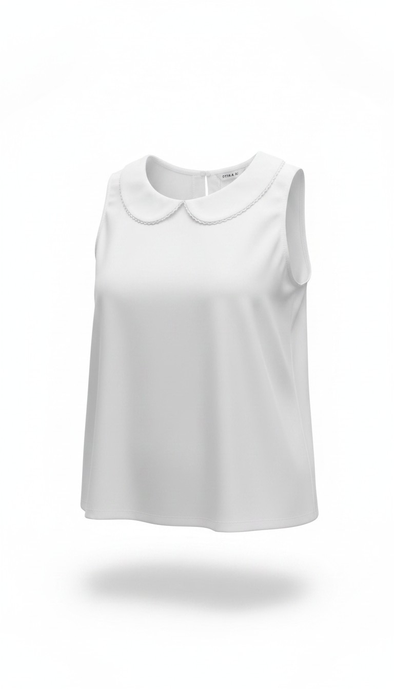 women white sleeveless peter collar top — image 2