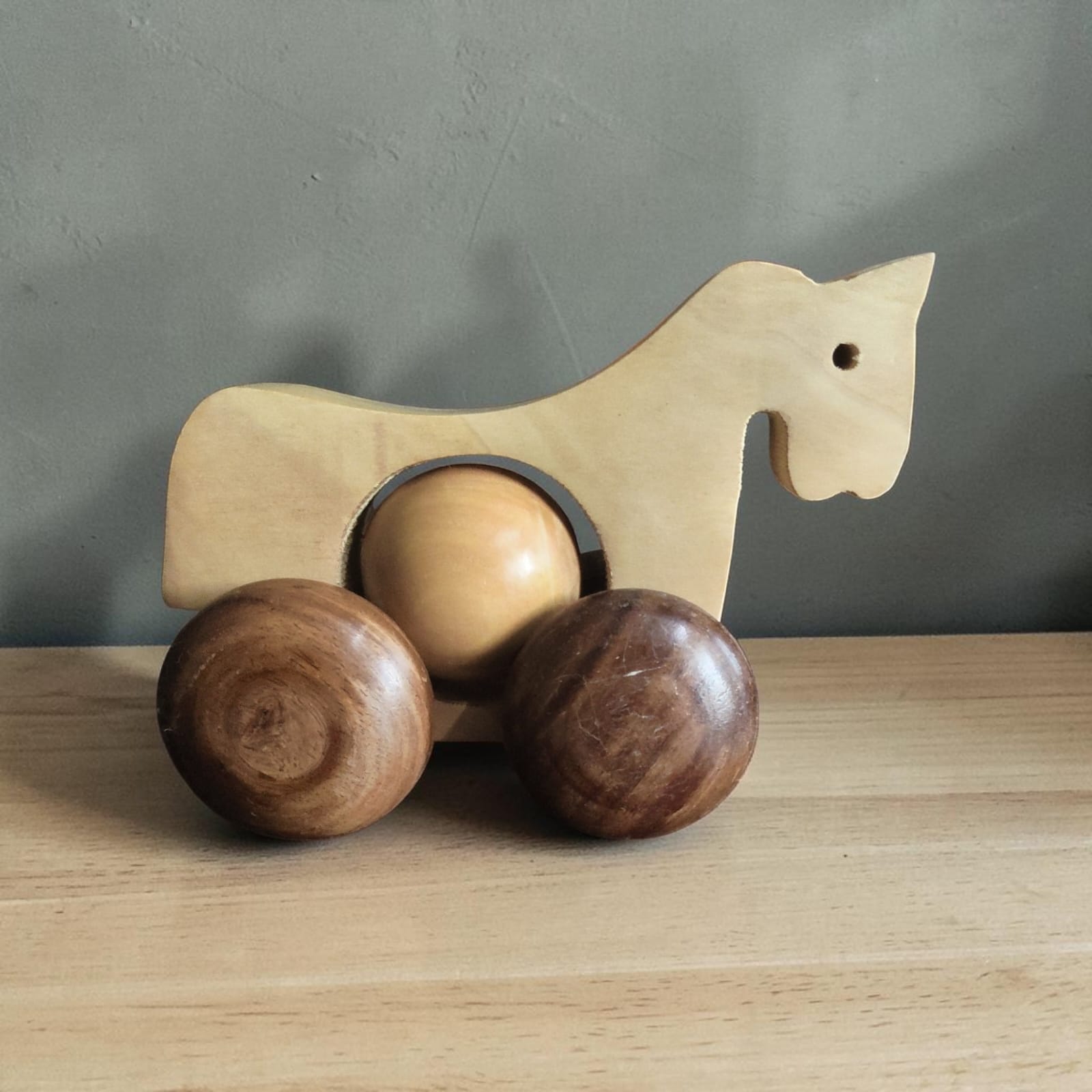 Handcrafted Wooden Horse Rolling Toy