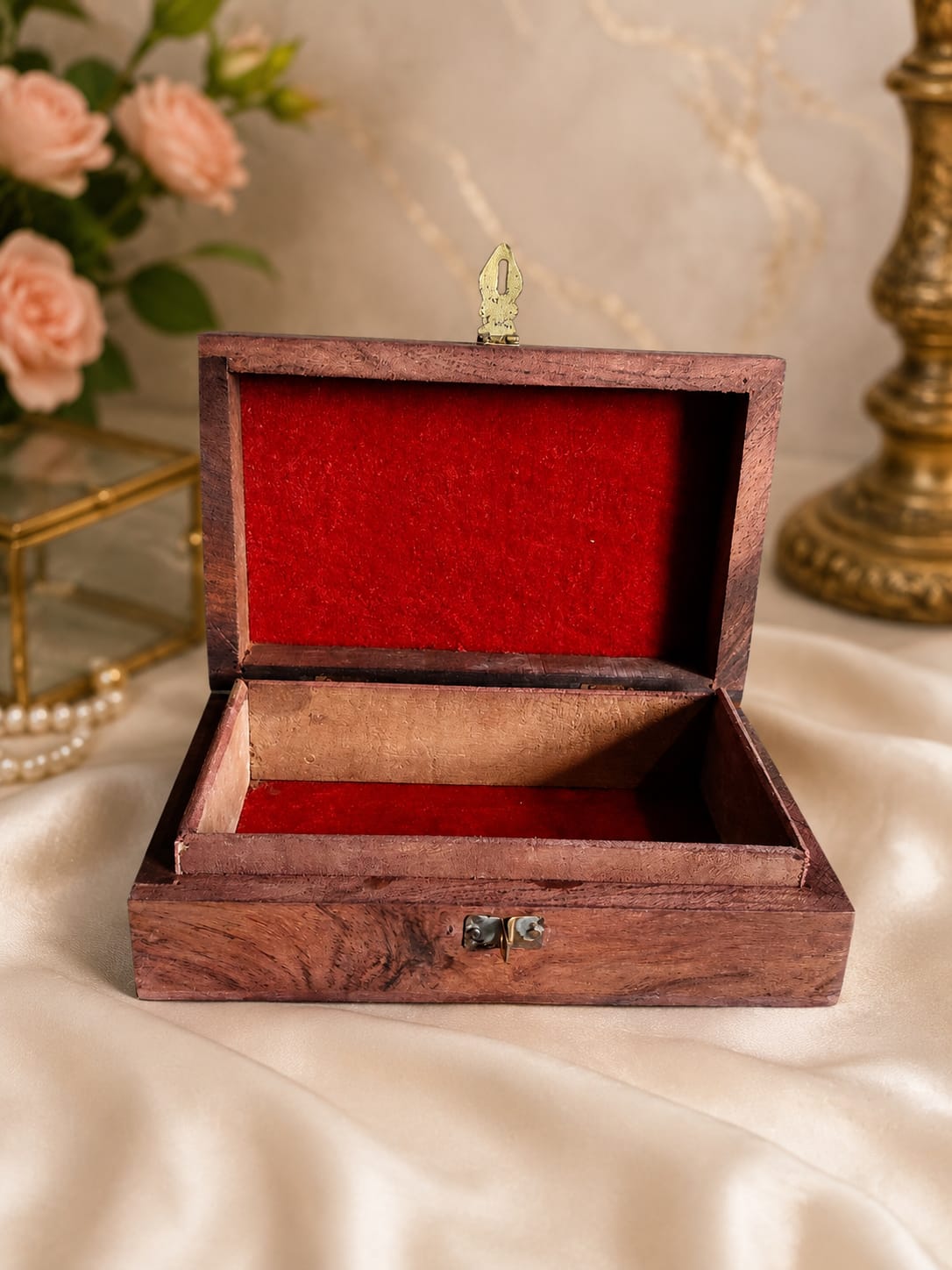 Handmade Wooden Jewellery Box with Brass Work - Rectangle Storage Box — image 2