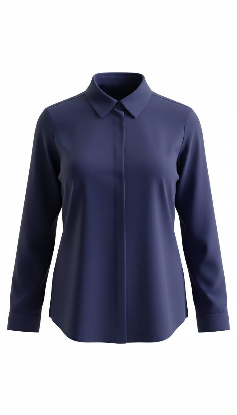 women navy blue full sleeve formal shirt with concealed placket — image 2