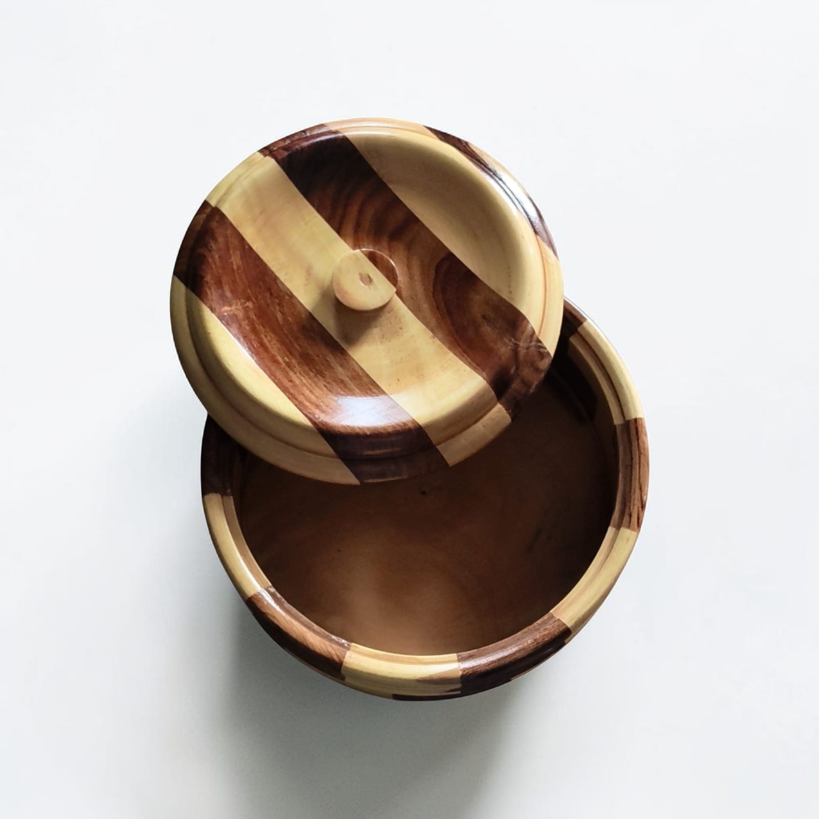 - Handmade Wooden Chapati Box with Lid | Designer Roti Casserole for Kitchen — image 2