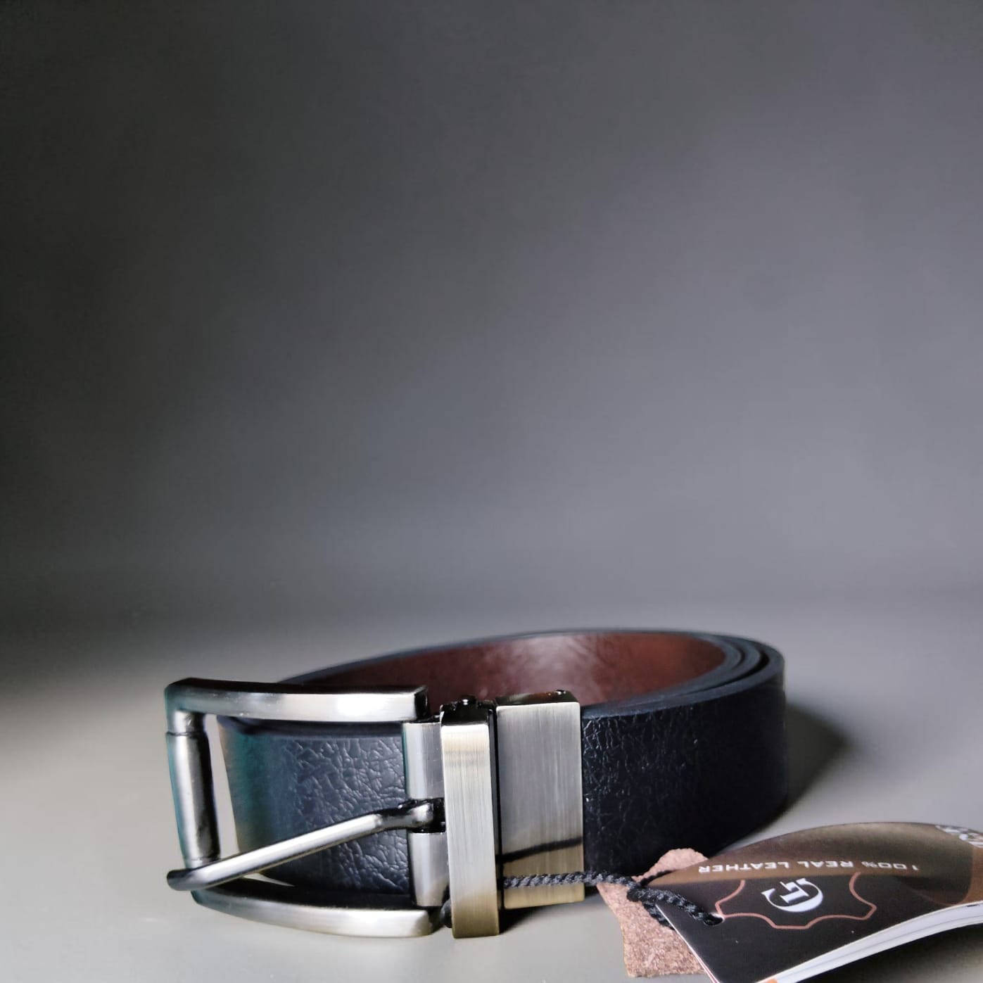 Classic Black Genuine Leather Belt - Reversible — image 3